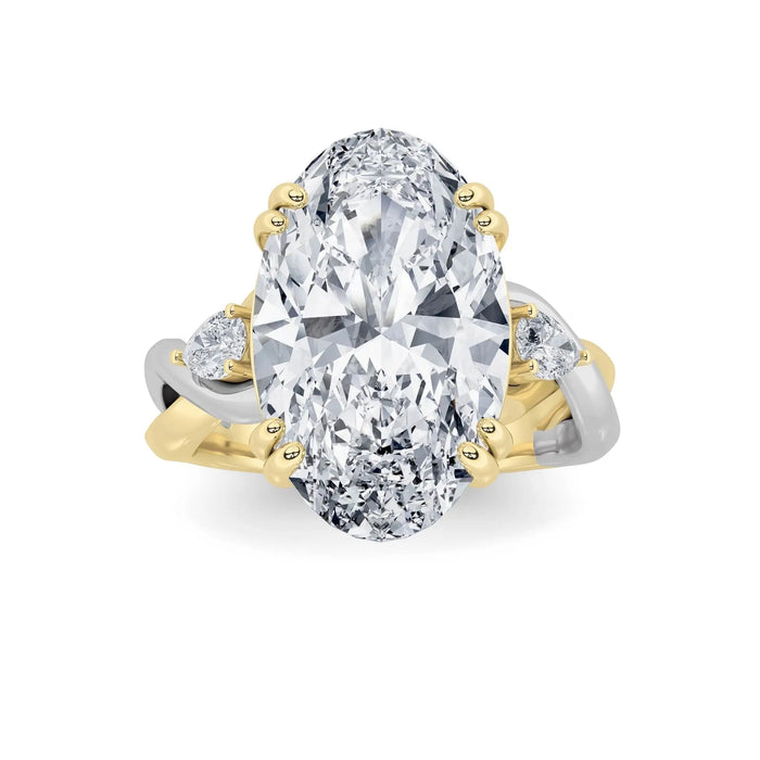 6.25Cttw Oval Shaped Lab Grown Diamond (F/VS) Bold Accented Engagement Ring in 14K Gold by Fine Color Jewels