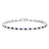 6.87 Ct Round Royal Blue Sapphire Prong Sterling Silver Inline Tennis Bracelet