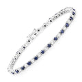 6.87 Ct Round Royal Blue Sapphire Prong Sterling Silver Inline Tennis Bracelet by Fine Color Jewels
