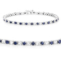 6.87 Ct Round Royal Blue Sapphire Prong Sterling Silver Inline Tennis Bracelet by Fine Color Jewels