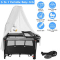 6-in-1 Foldable Baby Crib with Activity Center Diaper Changing Table by DailySale