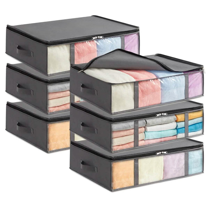 6-Pack: 40L Foldable Clothing Storage Bags with Front Clear Window by DailySale