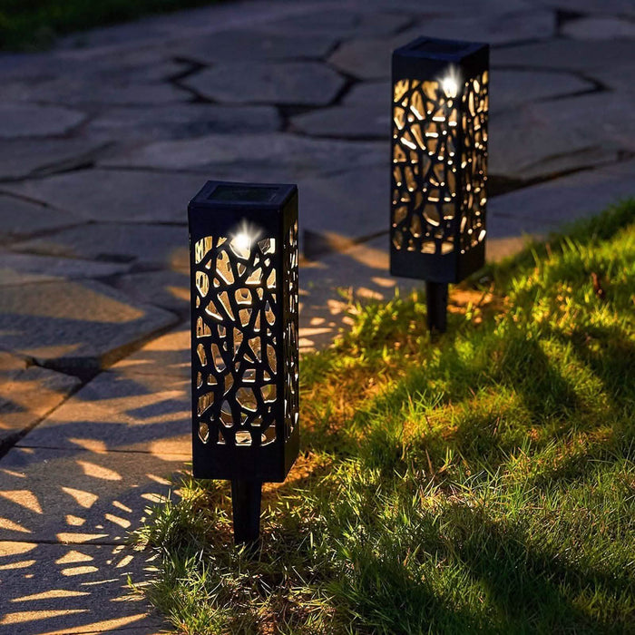 6-Pack: Outdoor Solar Light Powered Garden Pathway Lights Waterproof Hollow with Ground Spike by DailySale