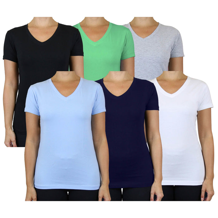 6-Pack: Women's Assorted Short Sleeve V-Neck Tees by DailySale