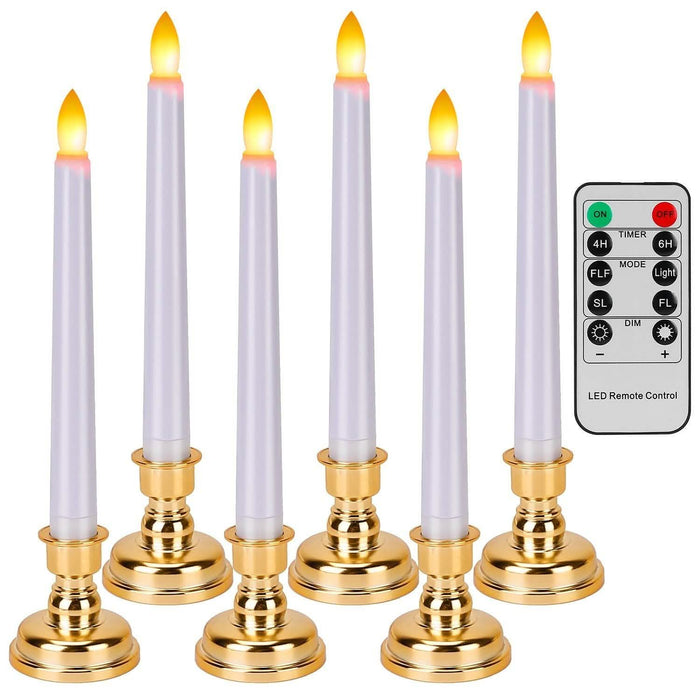 6-Packs: Flameless Taper Candles with 4 Light Modes and Remote Control by DailySale