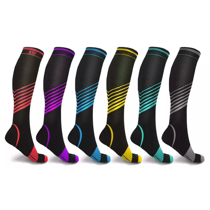 6-Pair: Ultra V-Striped Knee-High Compression Socks by DailySale
