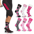 6-Pairs: Breast Cancer Awareness Crew Length Everyday Wear Compression Socks by DailySale