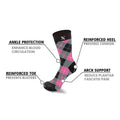 6-Pairs: Breast Cancer Awareness Crew Length Everyday Wear Compression Socks by DailySale