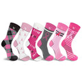 6-Pairs: Breast Cancer Awareness Crew Length Everyday Wear Compression Socks by DailySale