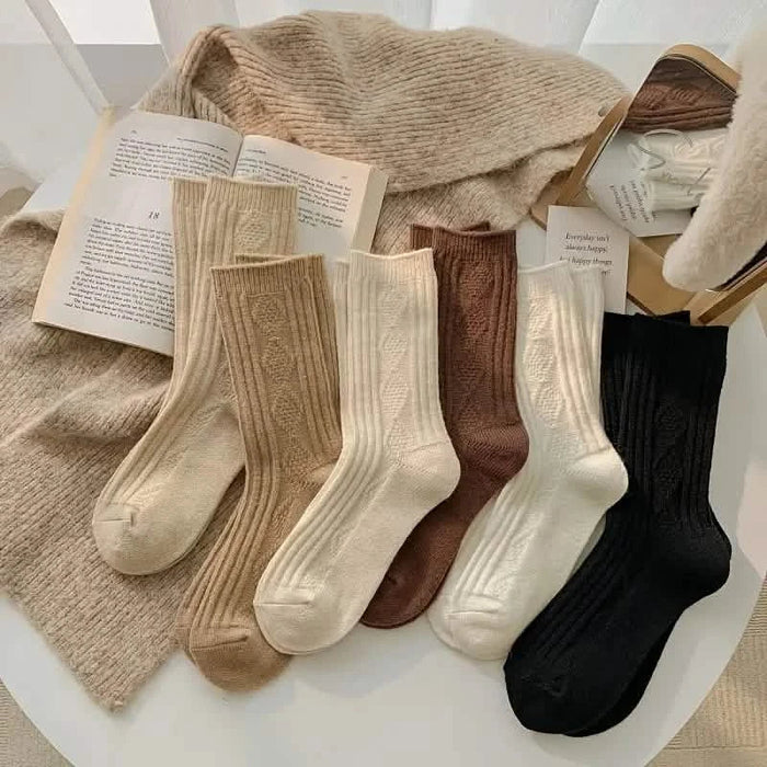 6-Pairs: Thick & Warm Cream Color Sock by DailySale