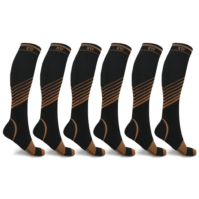 6-Pairs: Ultra V-Striped Knee-Length Compression Socks by DailySale