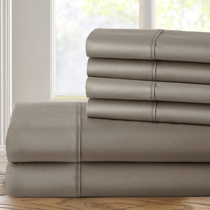 6-Piece: 1200 Thread Count Cotton Rich Solid Sateen Sheet Set by DailySale
