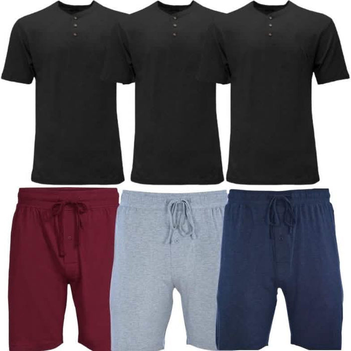 6-Piece Set: Men's Lounge Shorts and Henley T-Shirt Set by DailySale