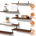 6-Piece Set: Wall Mounted Shelve Wood Storage Metal Bracket Display by DailySale
