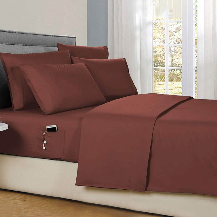 6-Piece: Solid with Side Pockets Sheet Set in Full by DailySale