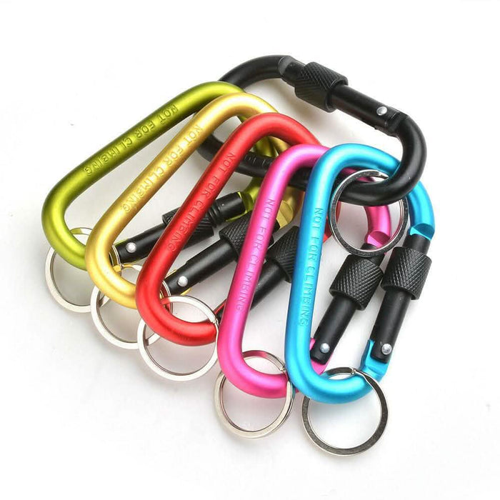 6-Pieces: D-Ring Screw Locking Carabiner Hook Clip Aluminum Camping Keychain by DailySale