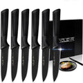 6-Pieces Set: YOLEYA High Carbon German Stainless Steel Black Serrated Steak Knife Set by DailySale