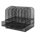 6 Trays 2 Tier Mesh Desk File Sorter Organizer Office Document Holder with Drawer by DailySale