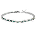 14K White Gold Round-Cut white and Blue Diamond Fashion Bracelet (3.70 cttw, H-I Color, SI1-SI2 Clarity) by Bids.com