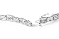 14K White Gold 2-1/2 Cttw Round-Brilliant & Baguette Cut Diamond 7" Alternating Flared Links Tennis Bracelet (H-I Color, SI1-SI2 Clarity) by Bids.com