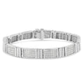 14K White Gold 7.0 Cttw Princess Cut Diamond 7" Alternating Vertical and Horizontal Rectangular Link Tennis Bracelet (H-I Color, SI2-I1 Clarity) by Bids.com