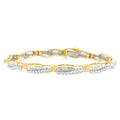 14K Yellow Gold Round and Baguette Cut Winding Love Diamond Bracelet (3.00 cttw, H-I Color, SI1-SI2 Clarity) by Bids.com