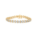 10K Yellow Gold Plated .925 Sterling Silver 2.0 Cttw Round Diamond Cluster "X" Shaped Link Bracelet (H-I Color, I3 Clarity) - 7" by Bids.com