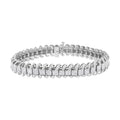 14K White Gold 5.0 Cttw Princess Cut Diamond 7" Invisible Set Wavy S-Link Tennis Bracelet (G-H Color, SI1-SI2 Clarity) by Bids.com