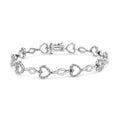 .925 Sterling Silver 1/4 Cttw Round-Cut Diamond Alternating Heart and Leaf Link Bracelet (I-J Color, I3 Clarity) - Size 7.25" by Bids.com
