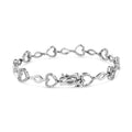.925 Sterling Silver 1/4 Cttw Round-Cut Diamond Alternating Heart and Leaf Link Bracelet (I-J Color, I3 Clarity) - Size 7.25" by Bids.com