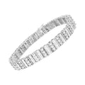 14K White Gold 4 7/8 cttw Baguette & Round Brilliant-Cut Diamond Channel- & Prong-Set Tennis Bracelet (I-J Color, I1-I2 Clarity) - Size 7.25" by Bids.com