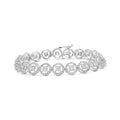 .925 Sterling Silver 1/2 Cttw Diamond Nested Circle Miracle Set Open Wheel 7" Fashion Link Bracelet (I-J Color, I3 Clarity) by Bids.com