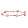 .925 10k Rose Gold Over Sterling Silver 1.0 cttw Diamond Floral Link Bracelet (I-J Color,I3 Clarity) by Bids.com