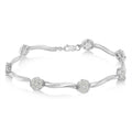 .925 Sterling Silver 1/4 Cttw Diamond Cluster Miracle-Set Station & Twisted Bar 7" Tennis Bracelet (H-I Color, I2-I3 Clarity) by Bids.com