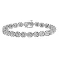 .925 Sterling Silver 1/10 cttw Miracle-Set Round-Cut Diamond "X" Link Tennis Bracelet (I-J color, I2-I3 clarity) - 7.25" by Bids.com