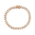 14KT Rose Gold Plated Sterling Silver Diamond S Link Tennis Bracelet (2 cttw, J-K Color, I1-I2 Clarity) - Size 7.5" by Bids.com
