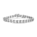 .925 Sterling Silver Diamond Miracle-Set Double Swoosh Milgrain Style Tennis Bracelet (1/2 cttw, I-J Color, I3 Clarity) - Size 7.75" by Bids.com