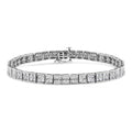 .925 Sterling Silver 2 Cttw Prong Set Round-Cut Diamond 4 Stone Box Link Bracelet (I-J Color, I3 Clarity) - 7.25" by Bids.com