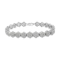 .925 Sterling Silver 2.0 cttw Diamond 7 Stone Floral Cluster Link Bracelet (I-J Color, I3 Clarity) -7.25" by Bids.com