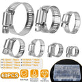 60-Pieces: Hose Clamp Stainless Steel Adjustable Worm Gear by DailySale