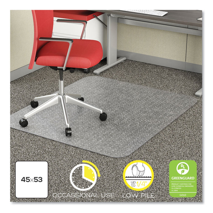 deflecto EconoMat Occasional Use Chair Mat for Low Pile Carpet, 45 x 53, Rectangular, Clear