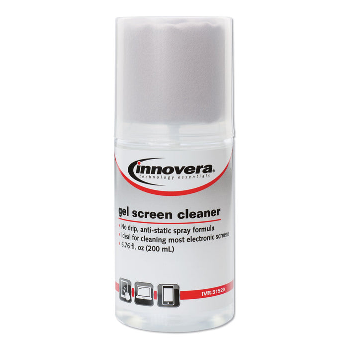 Innovera Anti-Static Gel Screen Cleaner, with Gray Microfiber Cloth, 4 oz Spray Bottle