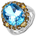 12.73 Carat Genuine Blue Topaz & Citrine .925 Sterling Silver Ring by Bids.com