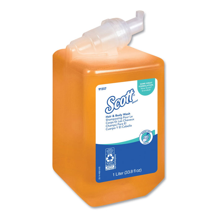 Scott Essential Hair and Body Wash, Citrus Floral, 1 L Bottle, 6/Carton