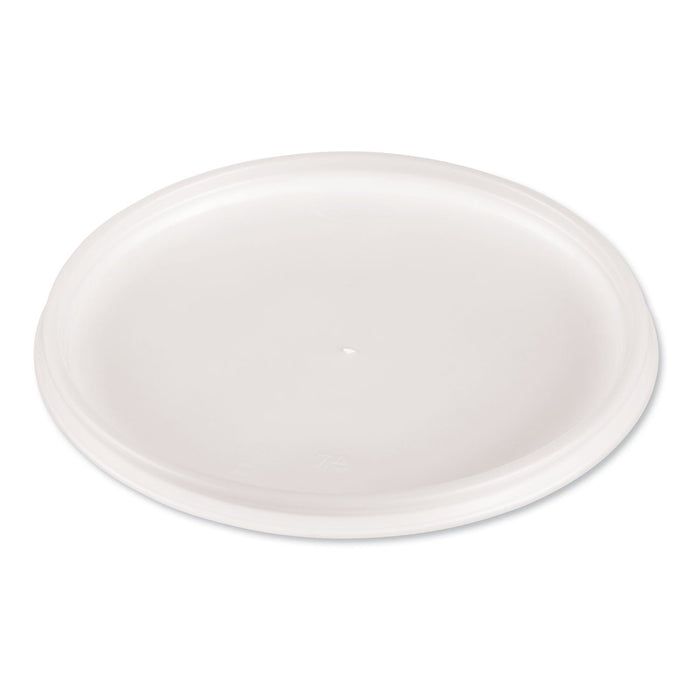 Dart Plastic Lids for Foam Cups, Bowls and Containers, Flat, Vented, Fits 12-60 oz, Translucent, 100/Pack, 5 Packs/Carton
