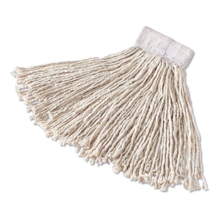 Rubbermaid Super Stitch Cotton Looped End Wet Mop Head, Large, 1" White Headband