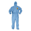 KleenGuard A60 Elastic-Cuff, Ankles and Back Hooded Coveralls, 3X Large, Blue, 20/Carton