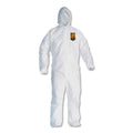 KleenGuard A30 Elastic-Back and Cuff Hooded Coveralls, 2X-Large, White, 25/Carton