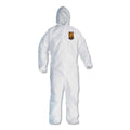KleenGuard A30 Elastic-Back and Cuff Hooded Coveralls, 4X-Large, White, 21/Carton