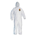 KleenGuard A30 Elastic Back and Cuff Hooded Coveralls, Medium, White, 25/Carton